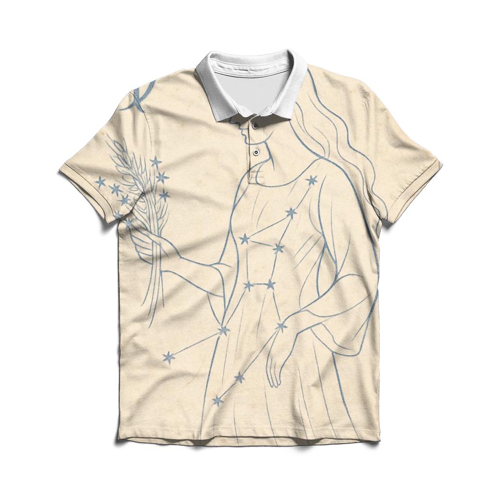 Virgo Sheaf Of Wheat Celestial Blueprint designer slim fit polos