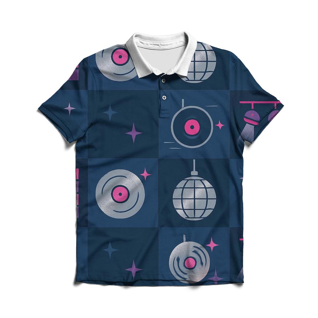 Disco Hour Star Grid branded logo polo shirts
