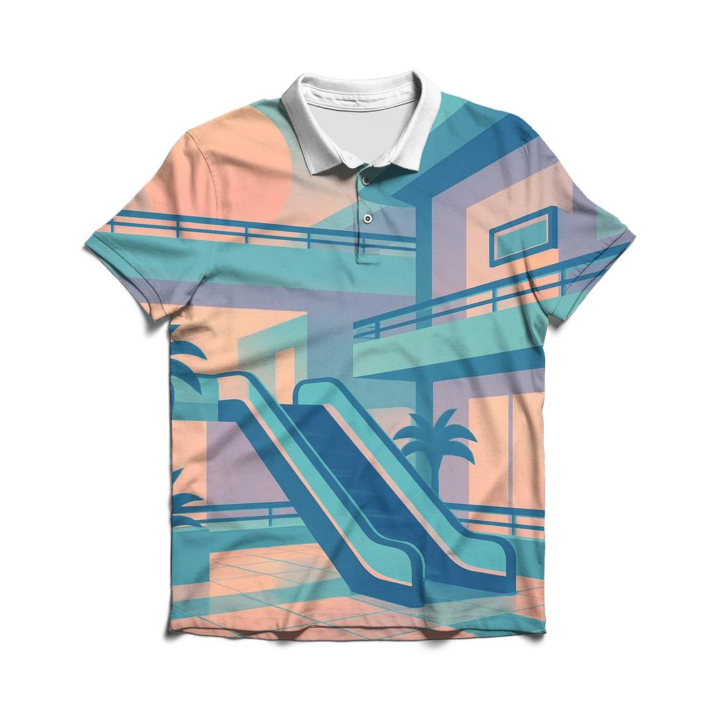 Vaporwave Mall Atrium Silhouette custom polo shirts