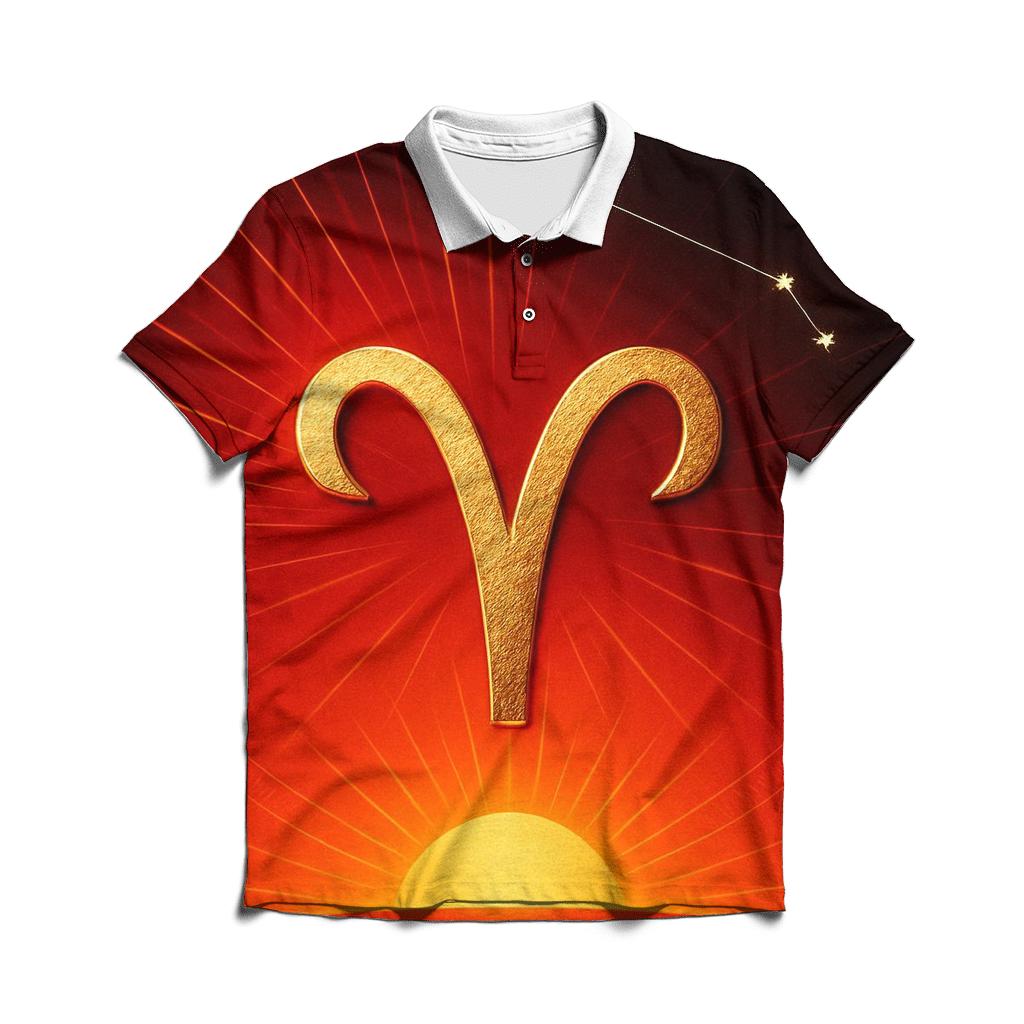 Aries Ram Horns Solar Ascendant stylish collar polo tees
