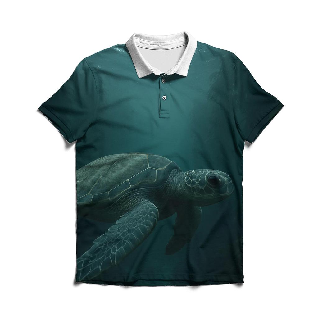 Kelp Corridor Green Sea Turtle embroidered polo tops