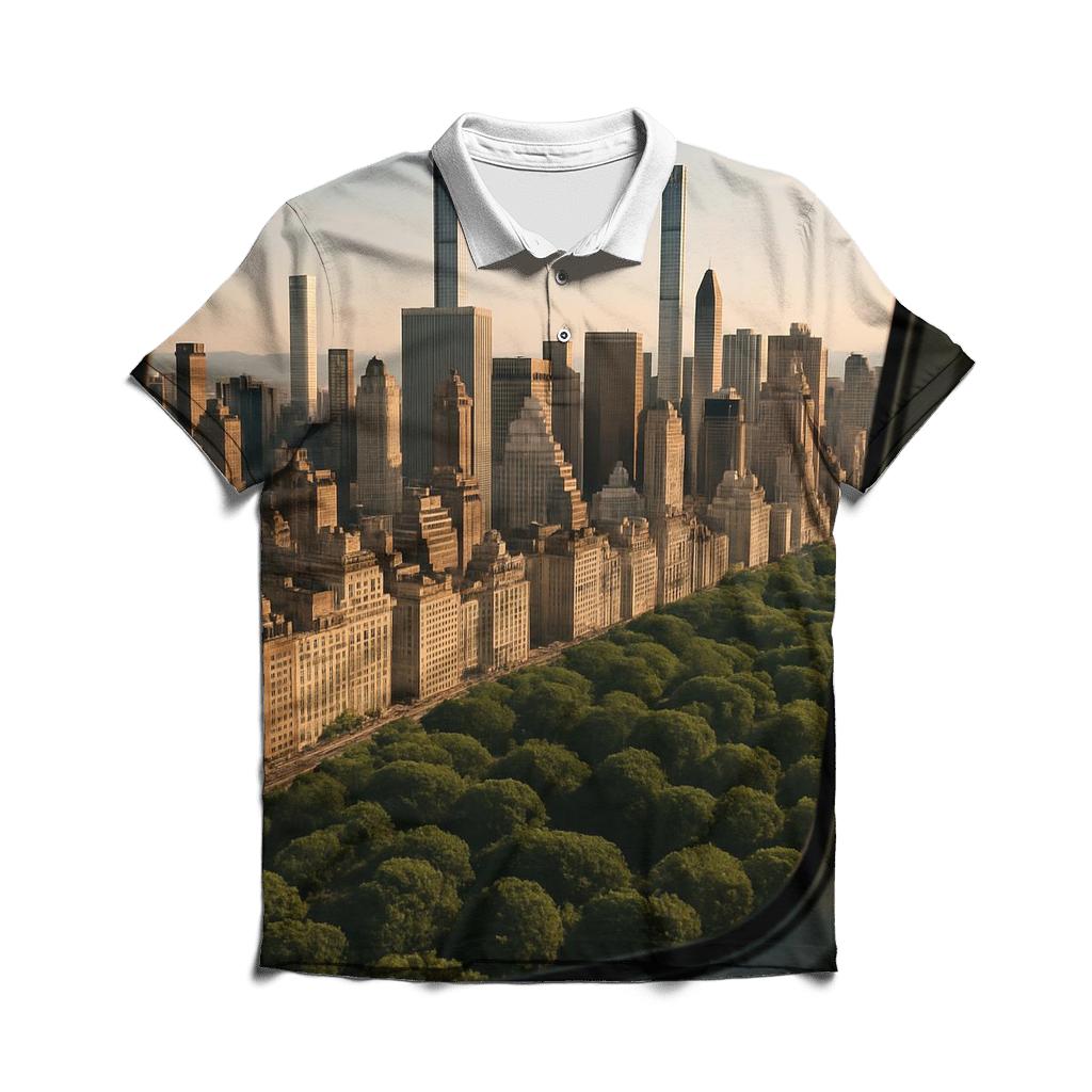 Helicopter Window Grid Over Central Park South personalized polo shirts