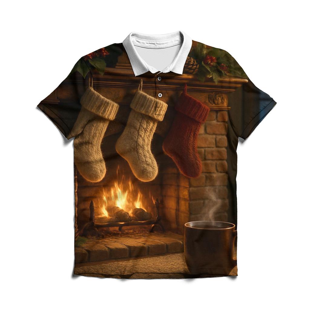 Hearthside Stockings And Snowy Silence custom polo shirts
