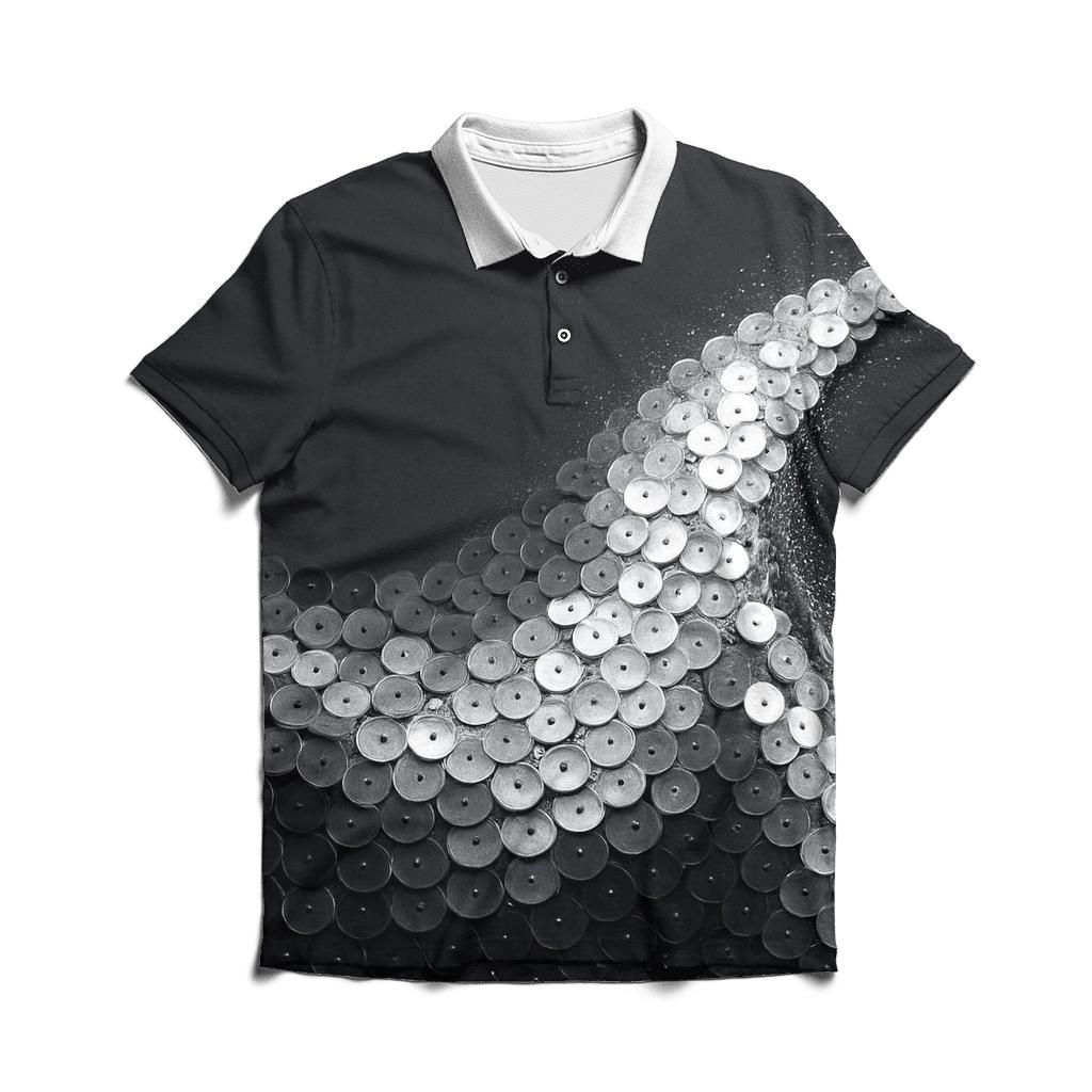 Silver Charcoal Sequin Tide branded logo polo shirts