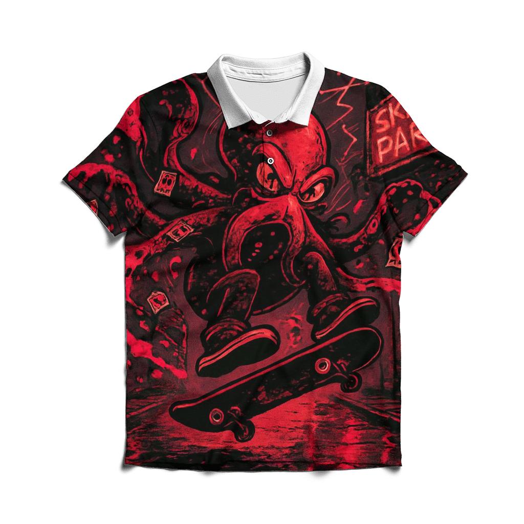 Graffiti Kraken Skate Riot embroidered polo tops