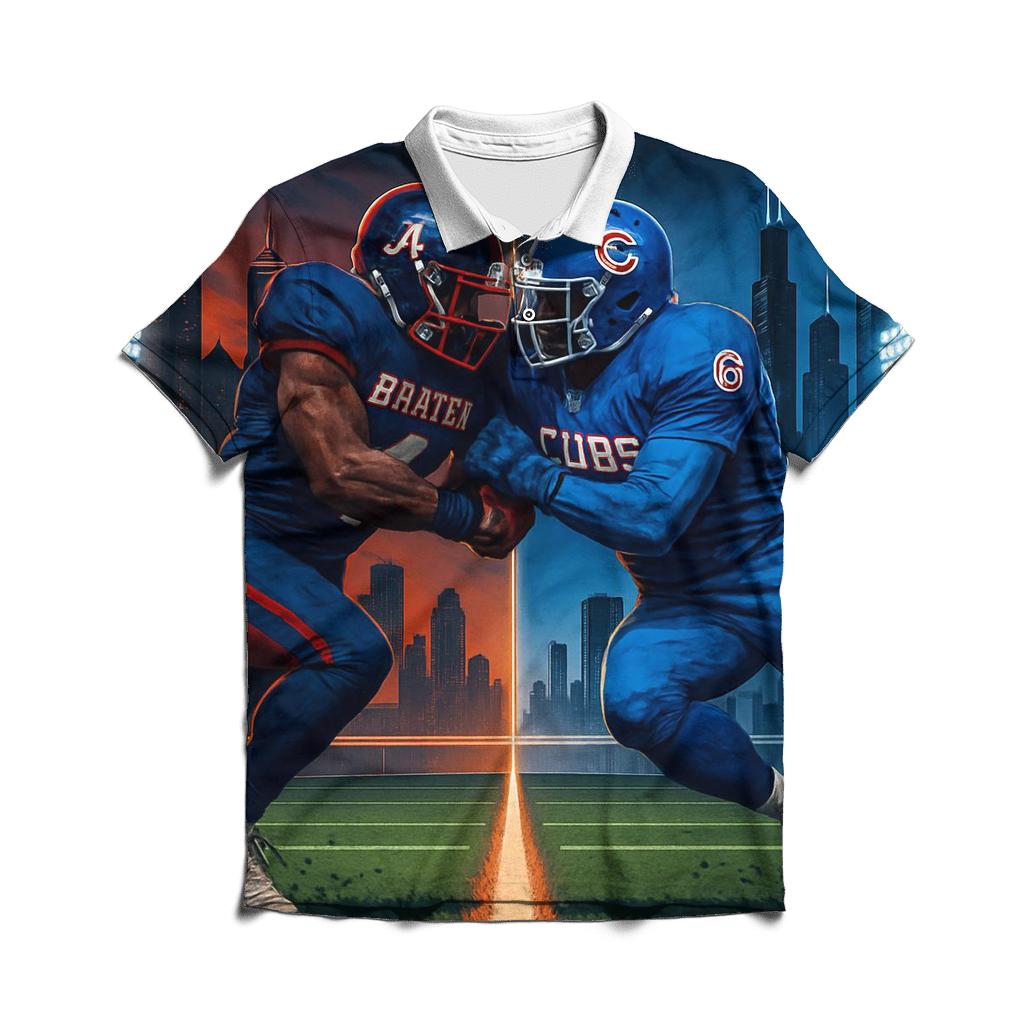 Skyline Scrimmage Braves Versus Cubs branded logo polo shirts