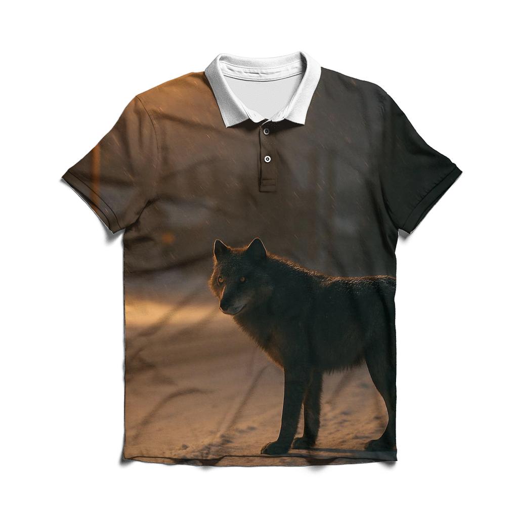 Night Streetlight Encounter On Northern Town Fringe custom polo shirts