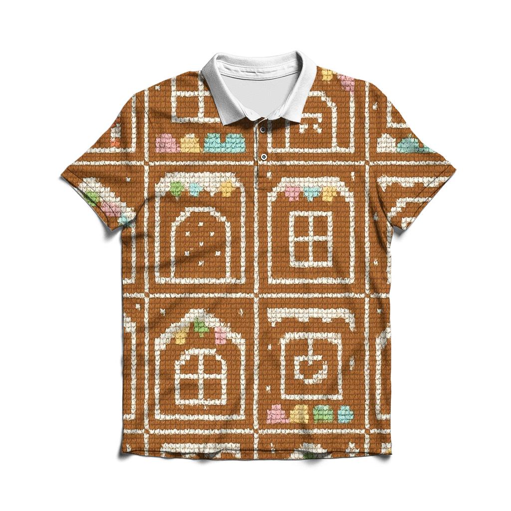 Gingerbread House Window Quilt Design classic pique polos
