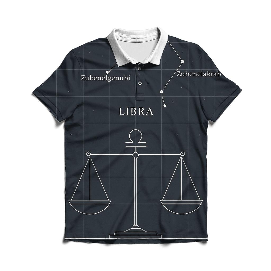 Libra Equinox Scales Star Chart branded logo polo shirts
