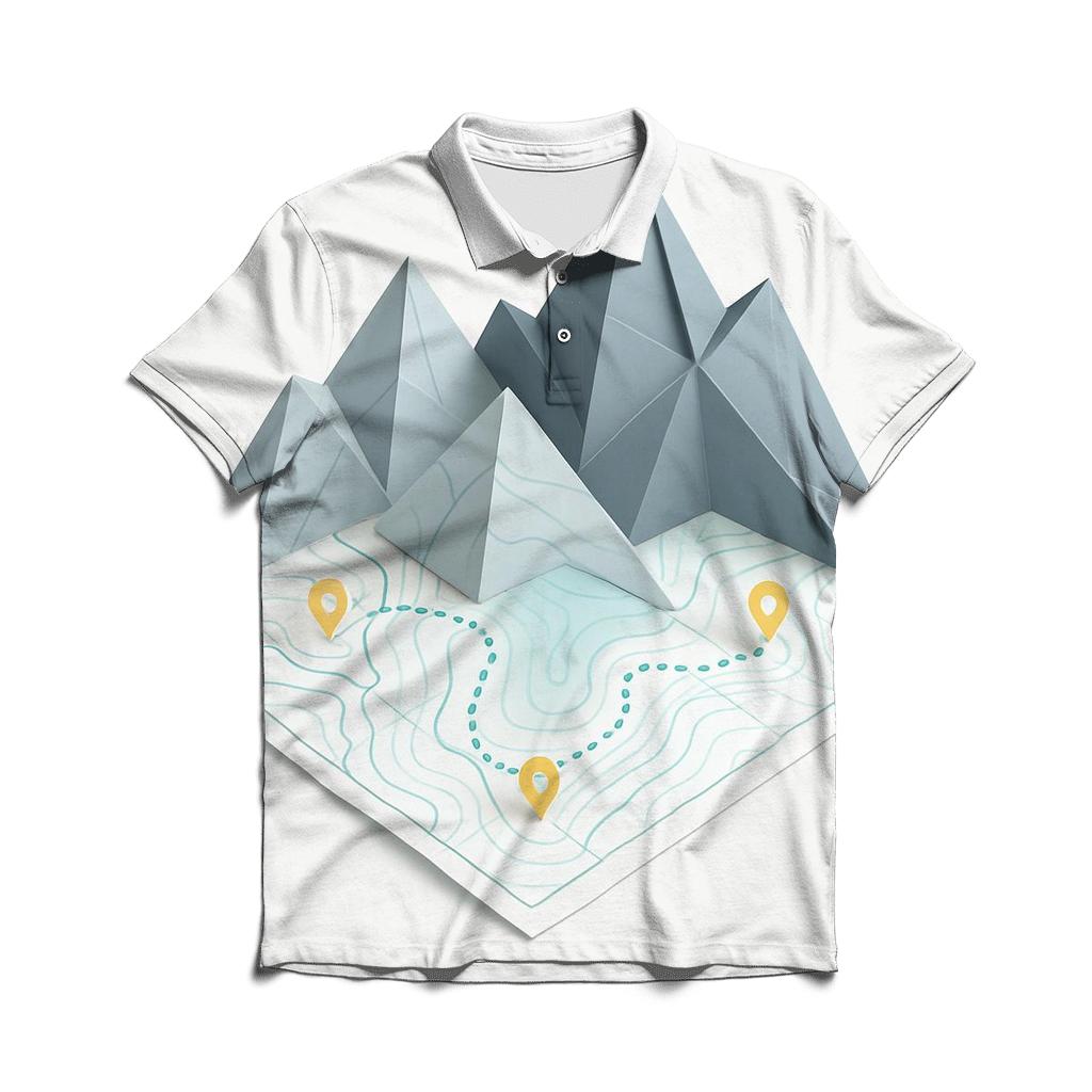 Mountain Fold Origami Map designer slim fit polos