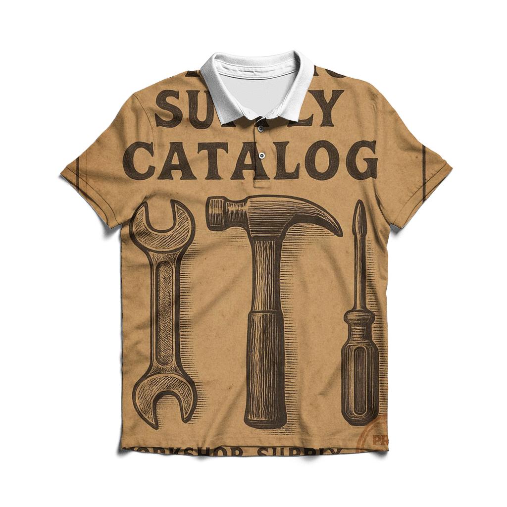 Antique Workshop Tools Catalog Cover designer slim fit polos
