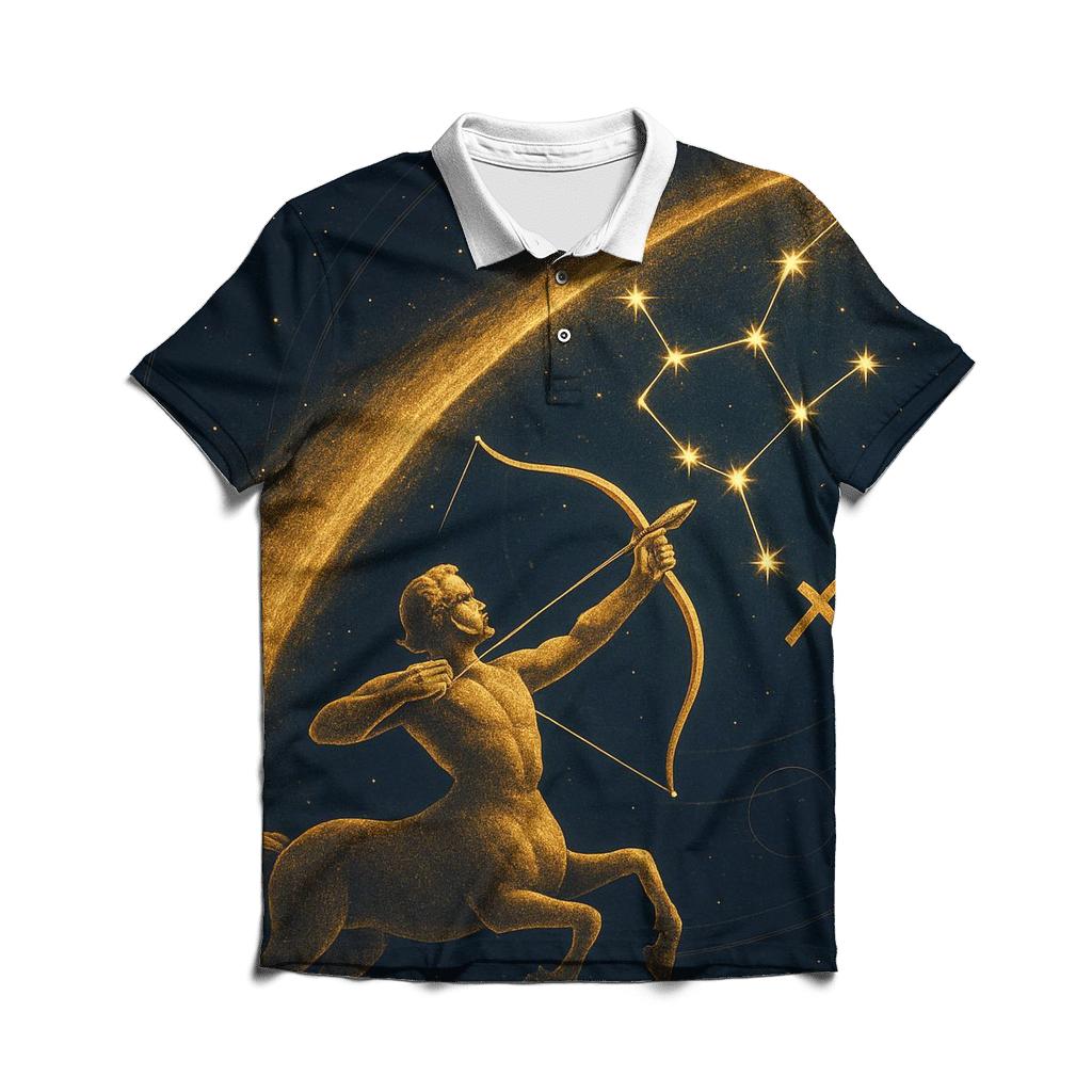 Sagittarius Archer Galactic Trajectory embroidered polo tops