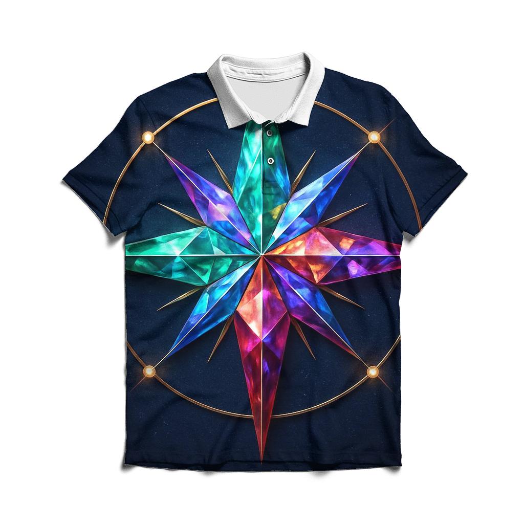 Jewel Tone Prism Compass designer slim fit polos