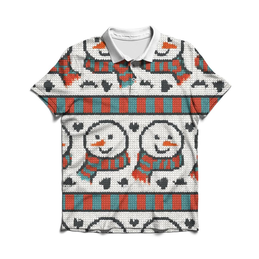Snowman Scarf Polka Stripe Design classic pique polos