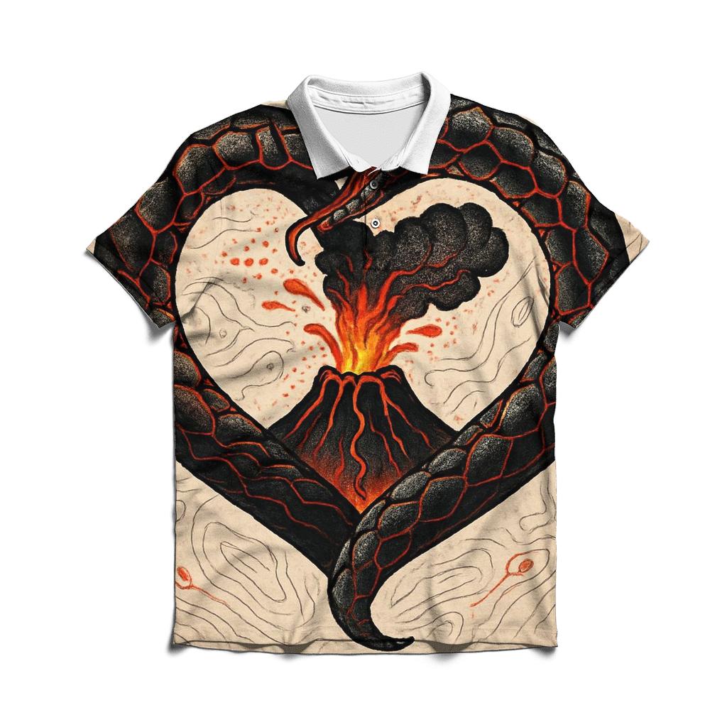 Volcanic Heart Ouroboros branded logo polo shirts