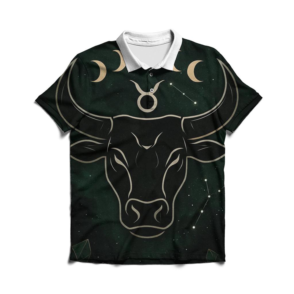 Taurus Bull Moonlit Crystal Emblem personalized polo shirts