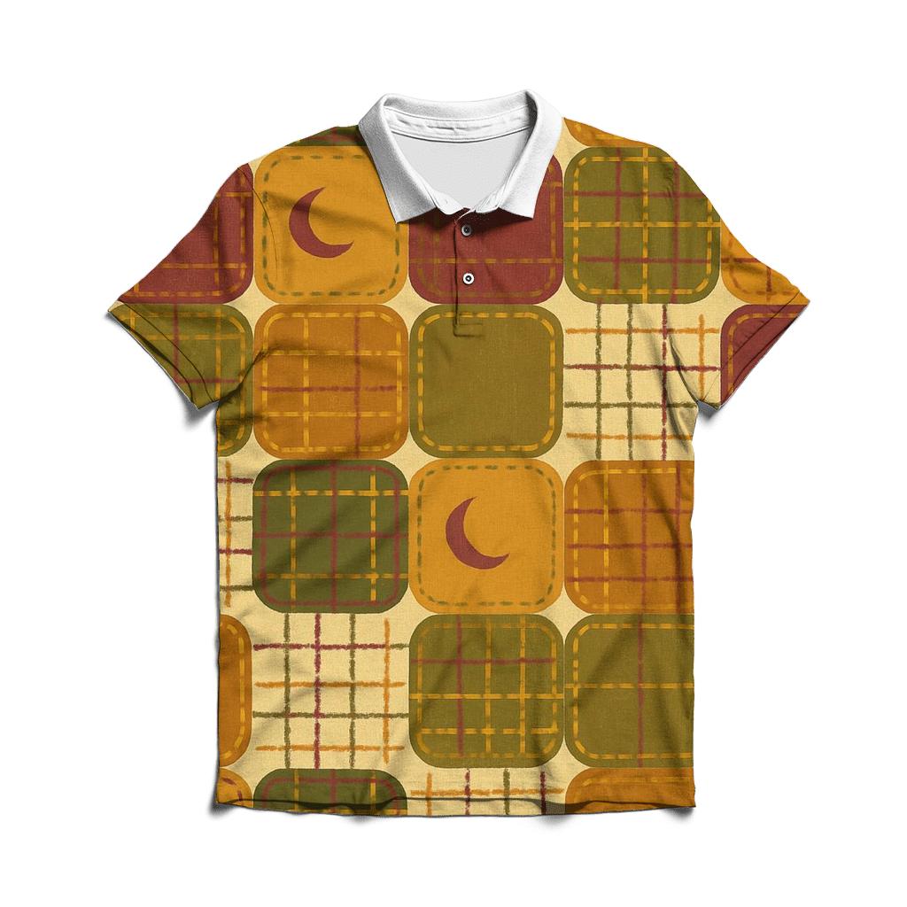 Harvest Moon Patchwork Plaid designer slim fit polos