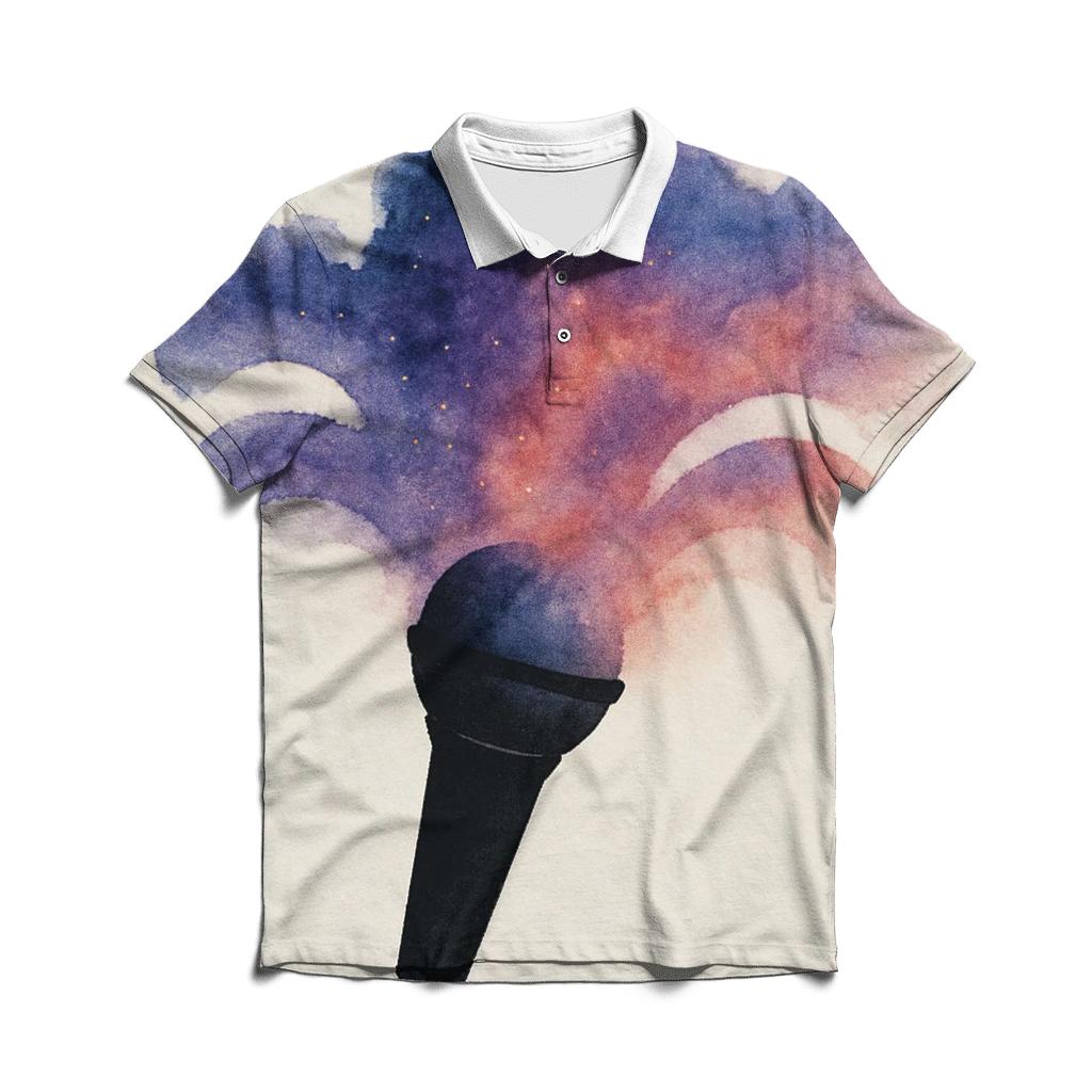 Microphone Nebula Bloom branded logo polo shirts