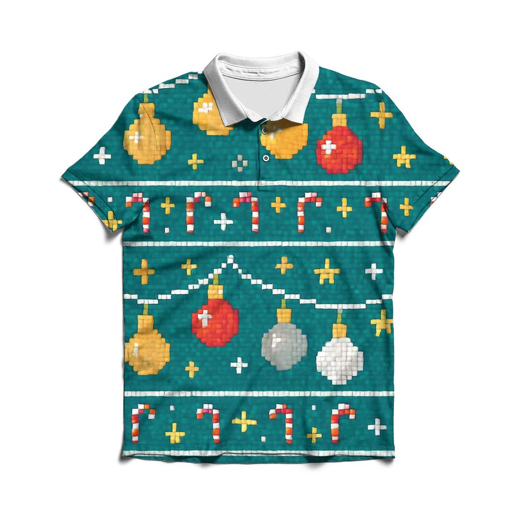 Ornament Garland Checker Rows Design personalized polo shirts
