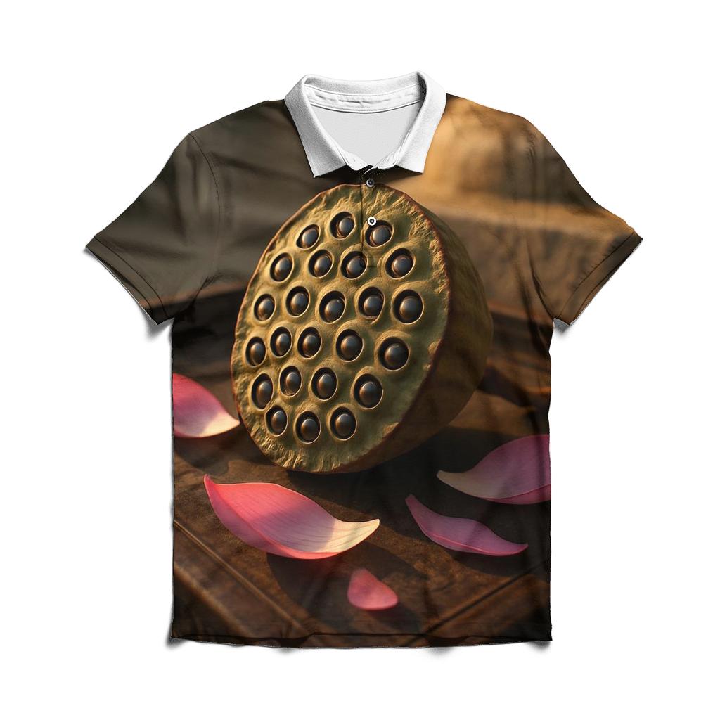 Lotus Seed Pod On Carved Temple Tray personalized polo shirts