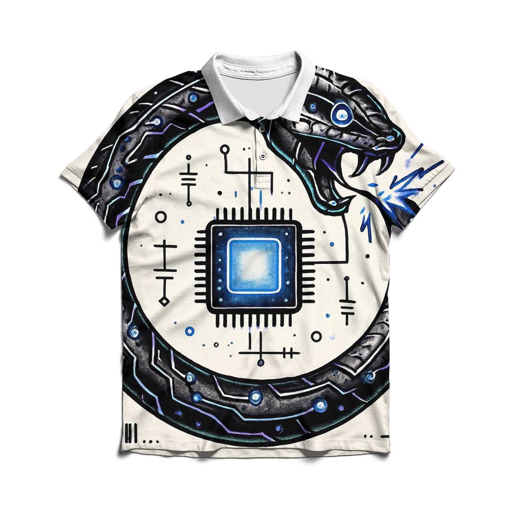 Neon Circuit Ouroboros personalized polo shirts