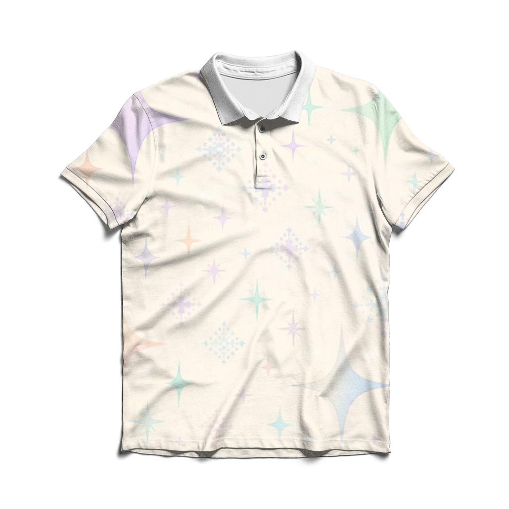 Pastel Holographic Star Garden custom polo shirts