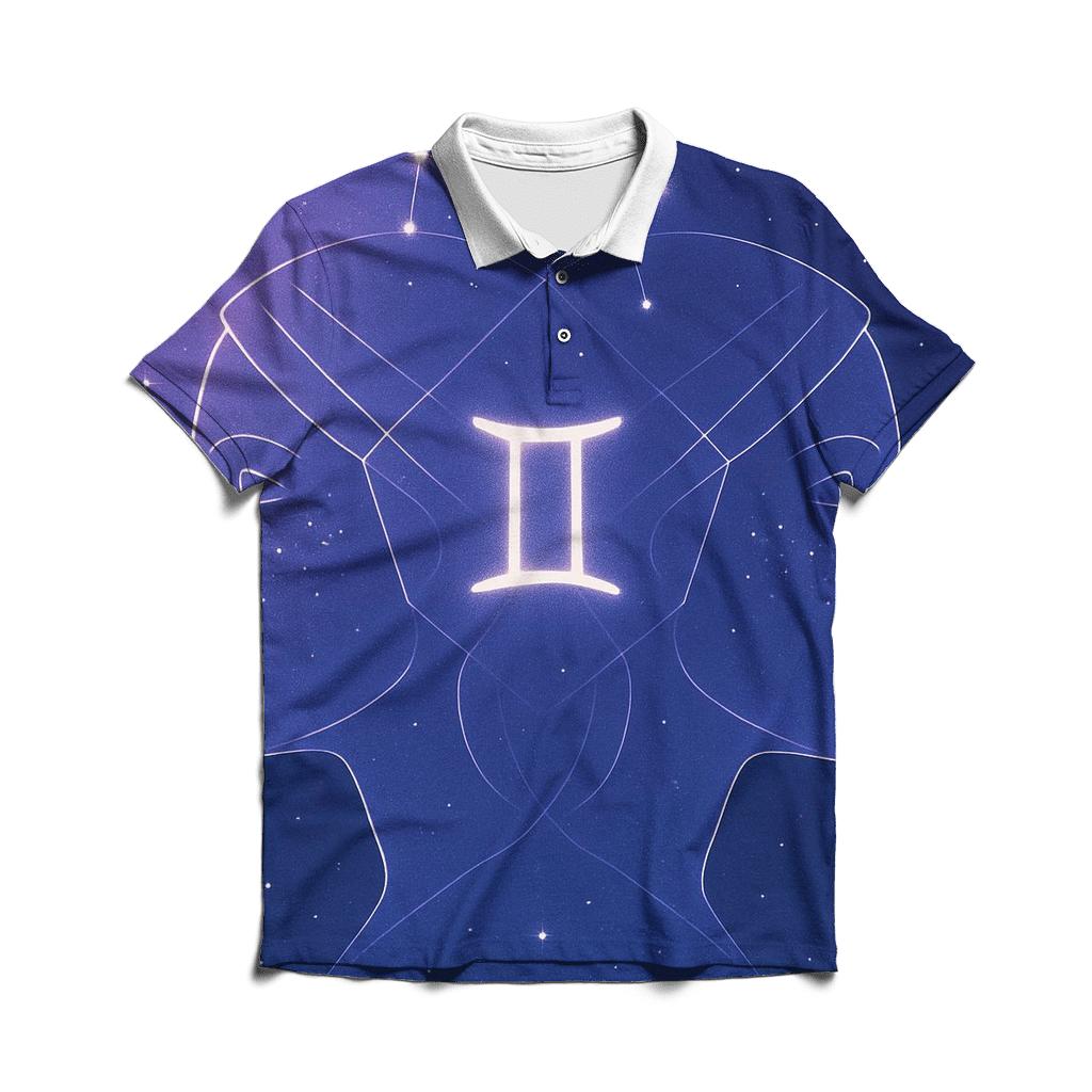 Gemini Twins Mirror Constellation Portrait embroidered polo tops