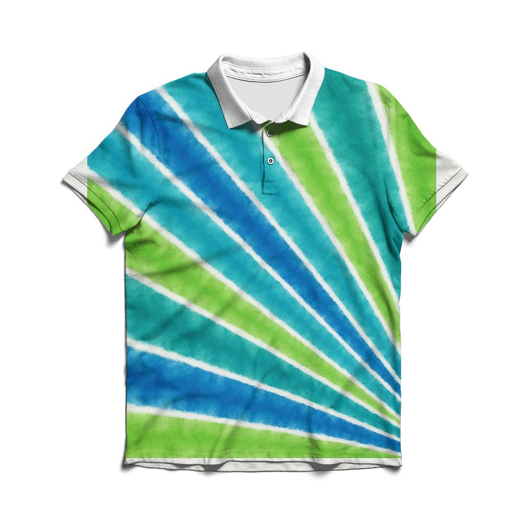 Diagonal Fold Meteor Shower Rays embroidered polo tops