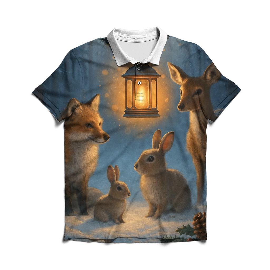 Woodland Lantern And Winter Friends embroidered polo tops