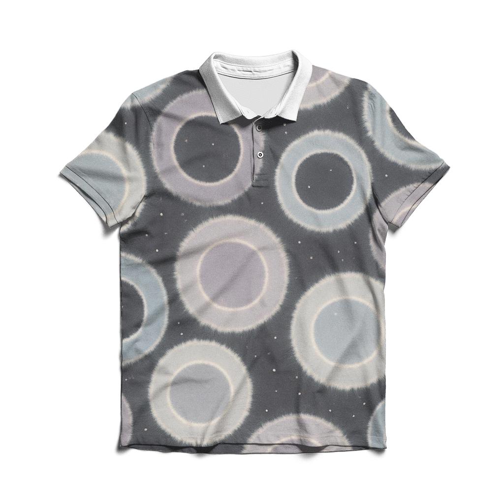 Reverse Dye Moon Crater Rings casual sports polo shirts