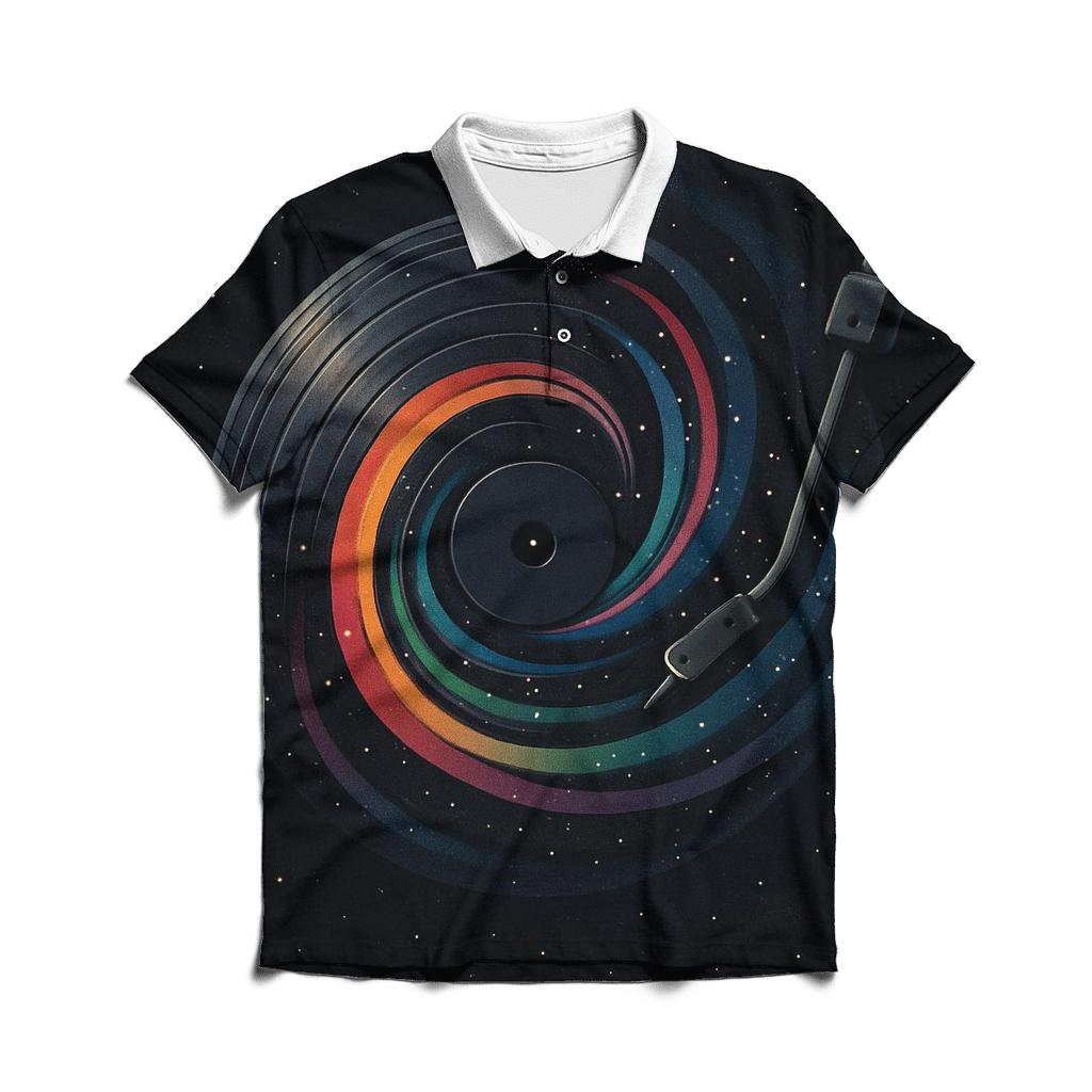 Retro Futurist Vinyl Cosmos custom polo shirts
