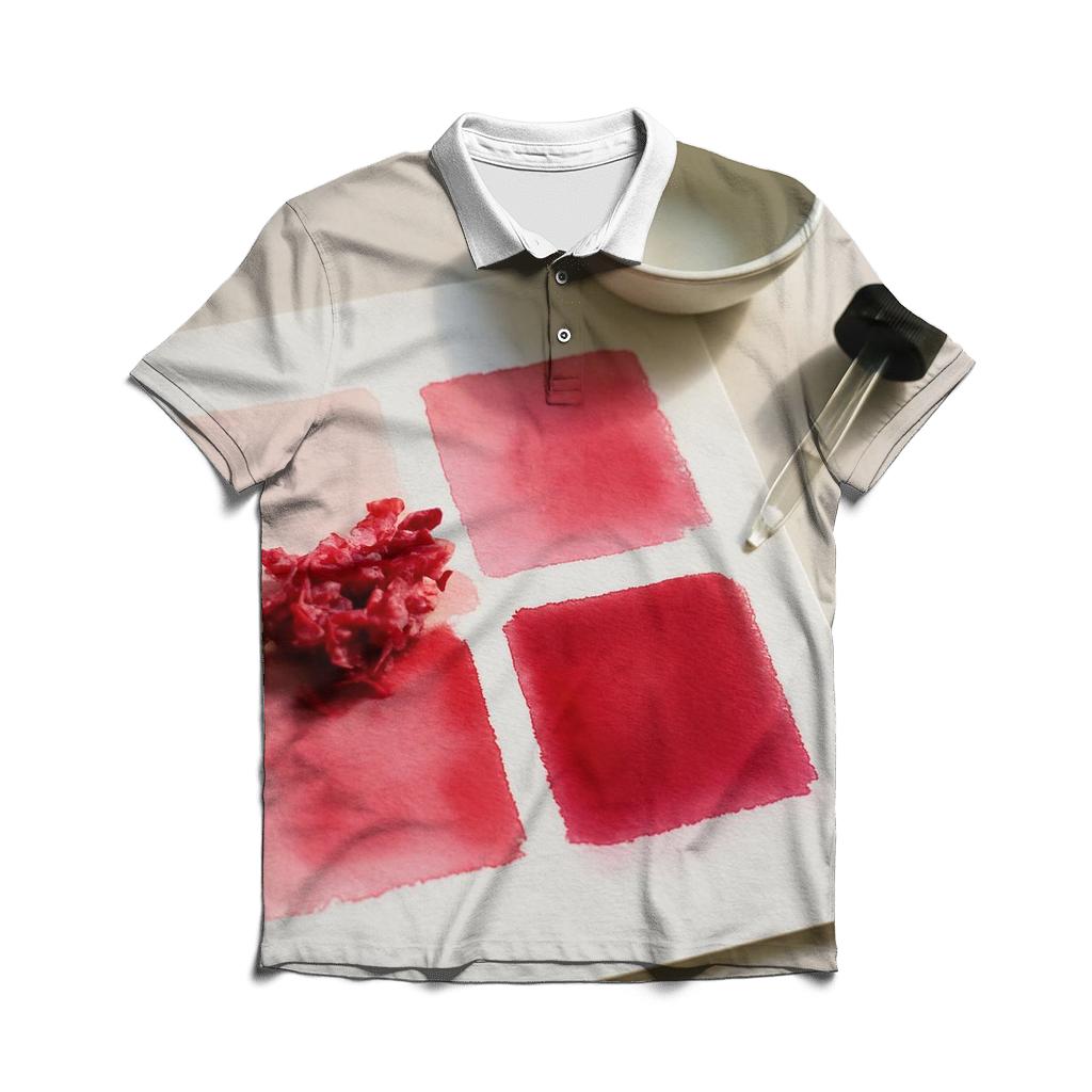 Peony Petal Pigment Test On Watercolor Paper premium cotton polo shirts