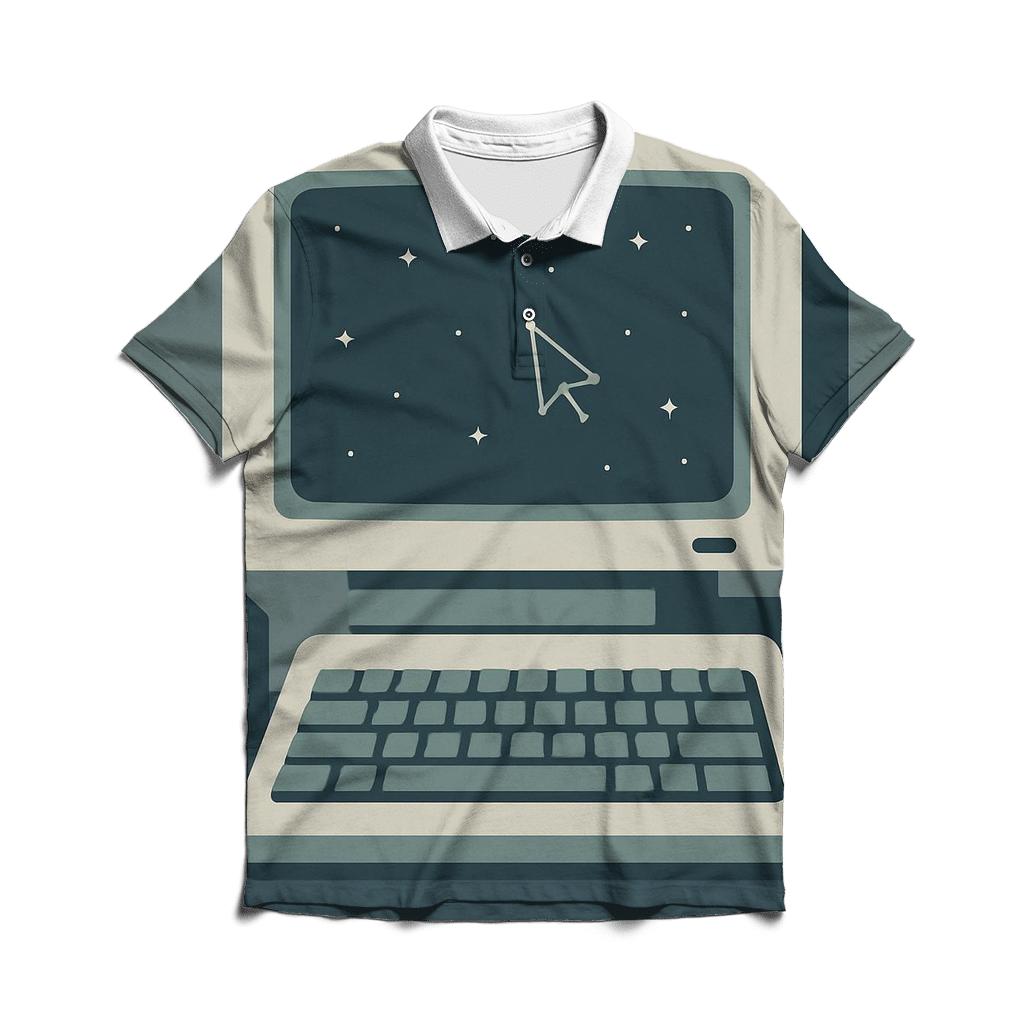 Retro Computer Starfield Desktop casual sports polo shirts