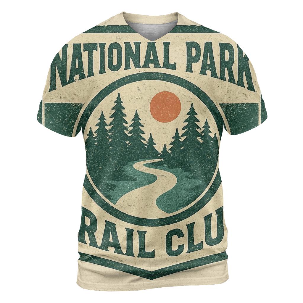 Worn 1970s National Park Trail Badge vibrant all-over design tees