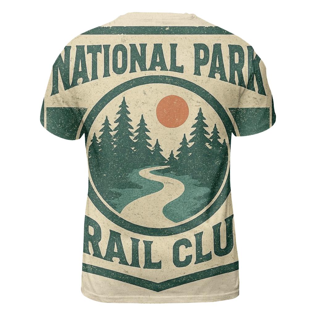 Worn 1970s National Park Trail Badge vibrant all-over design tees