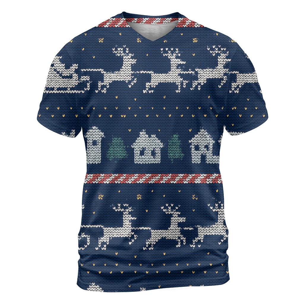 Santa Sleigh Skyline Stripe Design custom all-over print shirts
