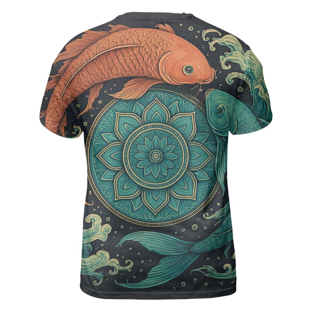 Koi Fish Portal Mandala creative print fashion shirts