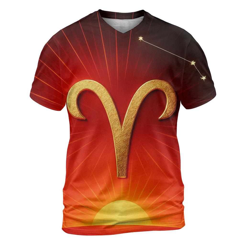 Aries Ram Horns Solar Ascendant artistic all-over print tops