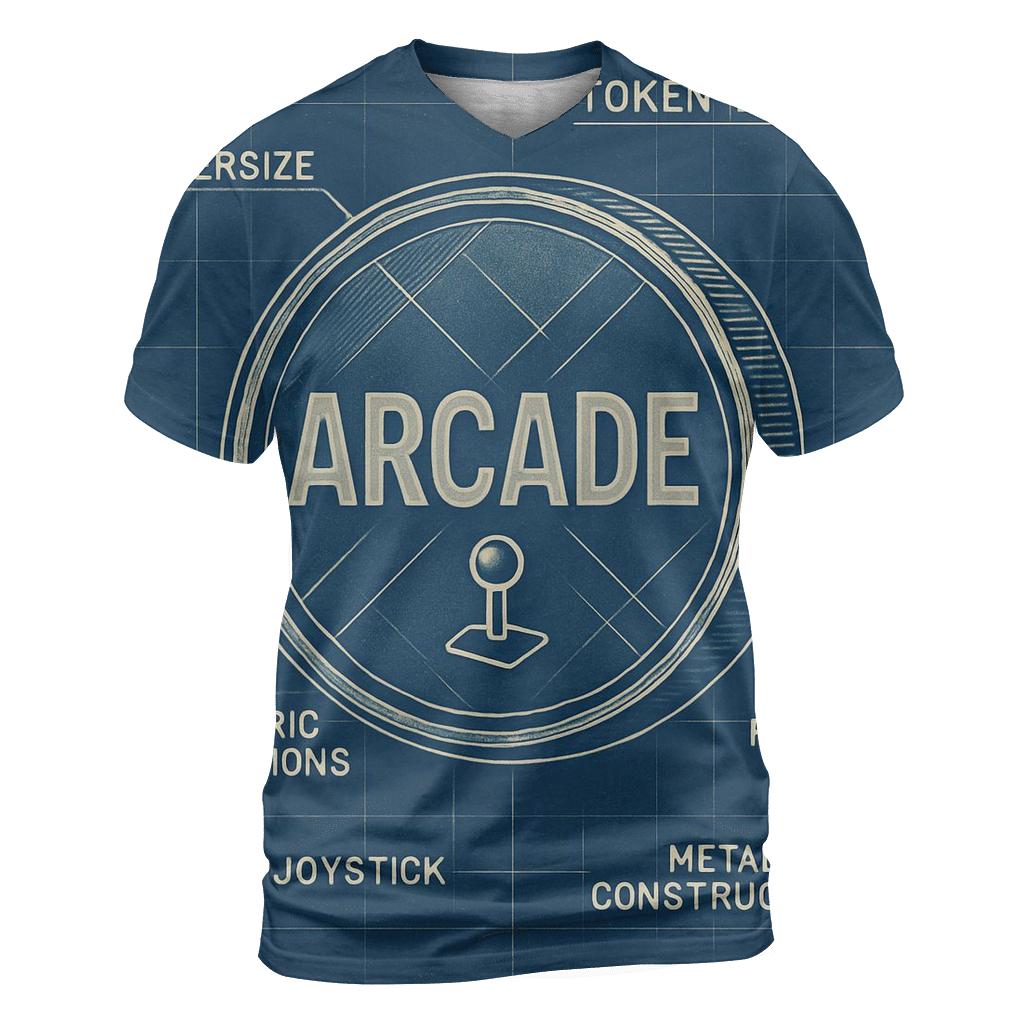 Retro 1980s Arcade Token Blueprint Print creative print fashion shirts