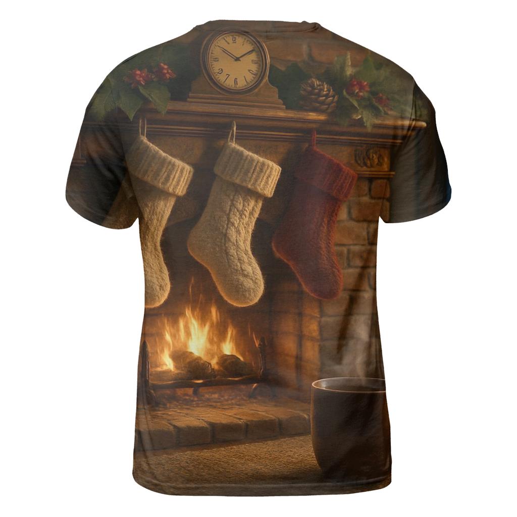 Hearthside Stockings And Snowy Silence statement graphic shirts