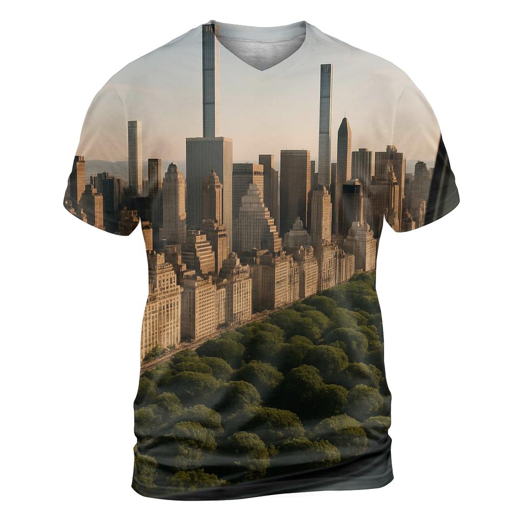 Helicopter Window Grid Over Central Park South statement graphic shirts
