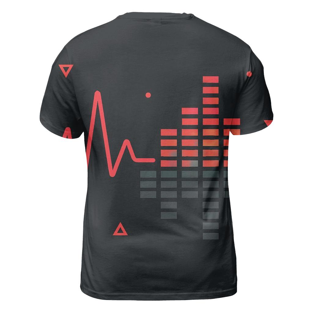 Chrome Heartbeat Waveform vibrant all-over design tees