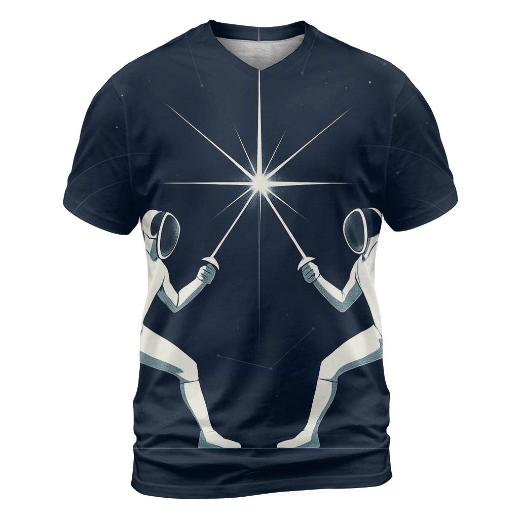 Midnight Fencing Star Parry creative print fashion shirts