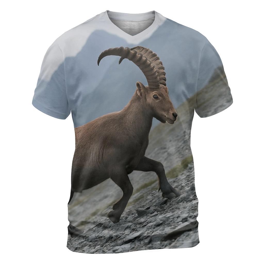 Scree Step Alpine Ibex artistic all-over print tops