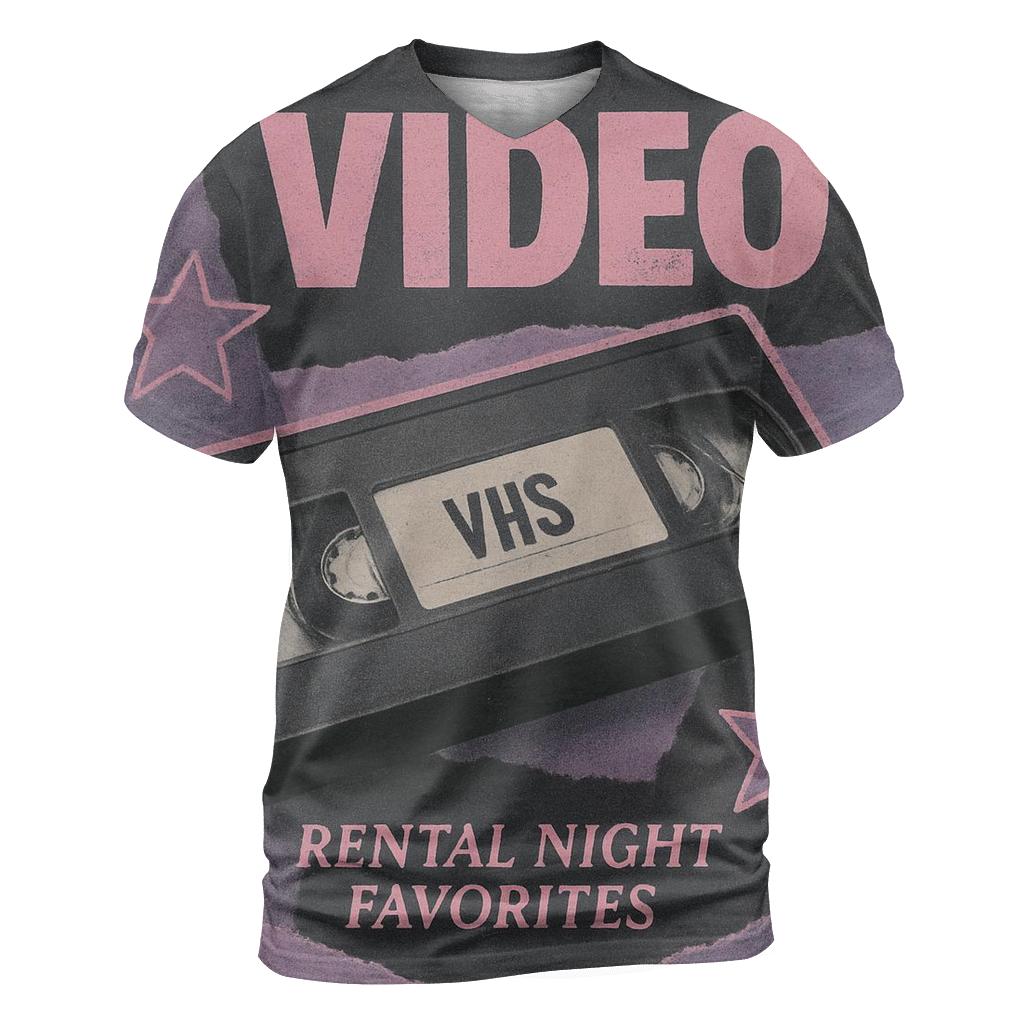 Classic 1990s VHS Rental Night Collage unique graphic print tees
