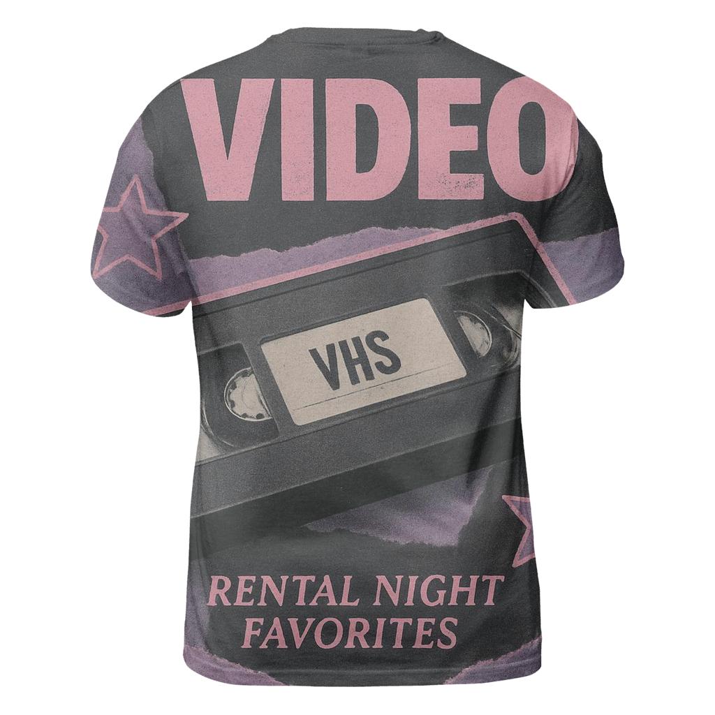 Classic 1990s VHS Rental Night Collage unique graphic print tees