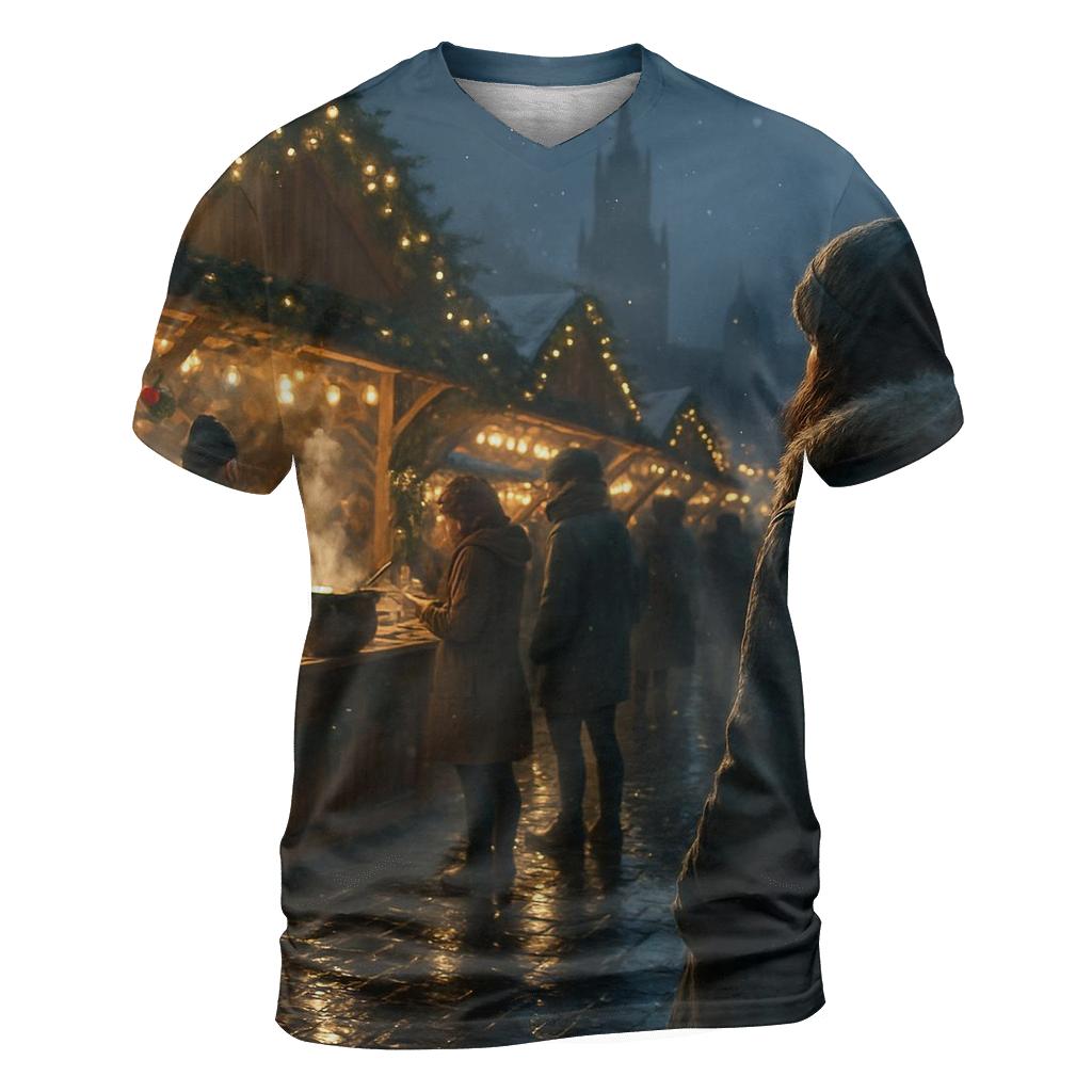 Christmas Market Under Lantern Bokeh creative print fashion shirts