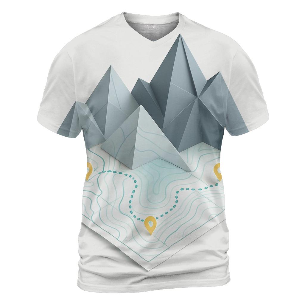 Mountain Fold Origami Map personalized full print shirts