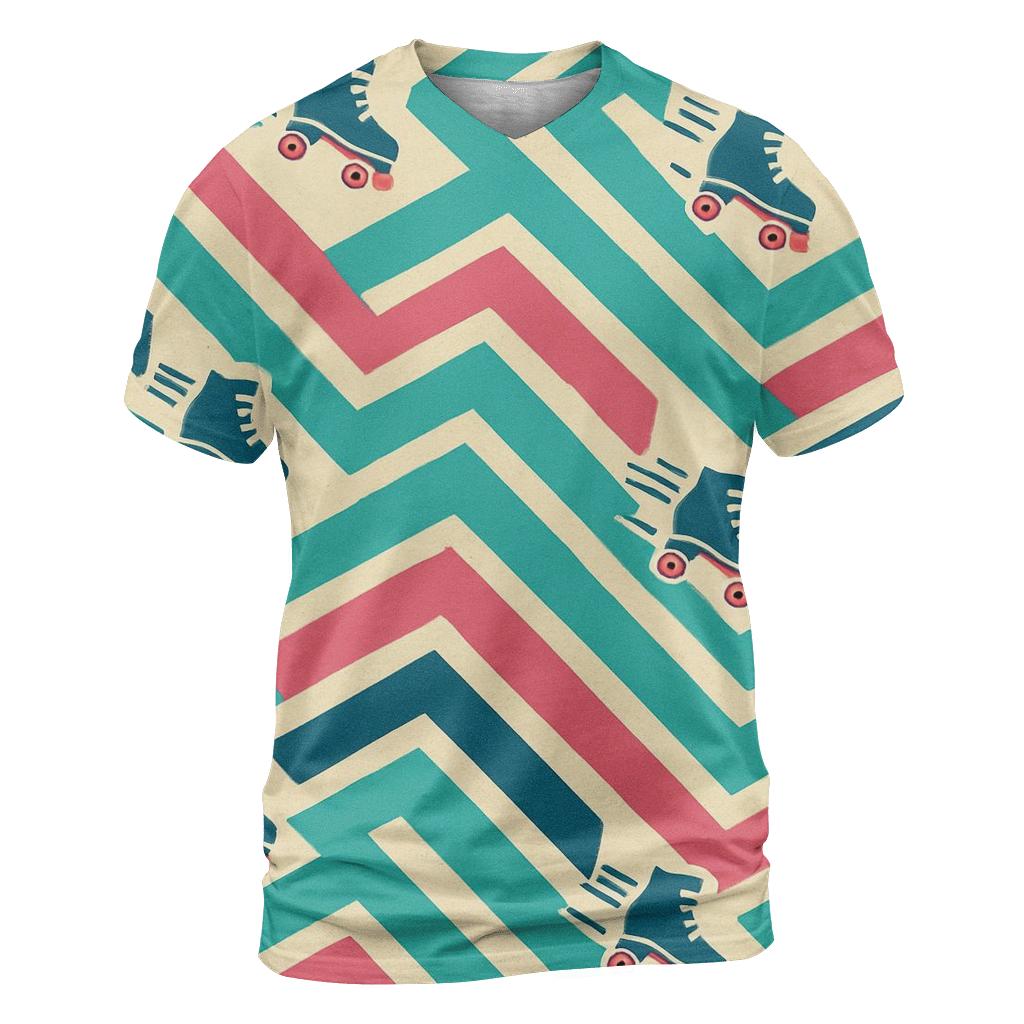 Funky Roller Rink Chevron Lanes vibrant all-over design tees