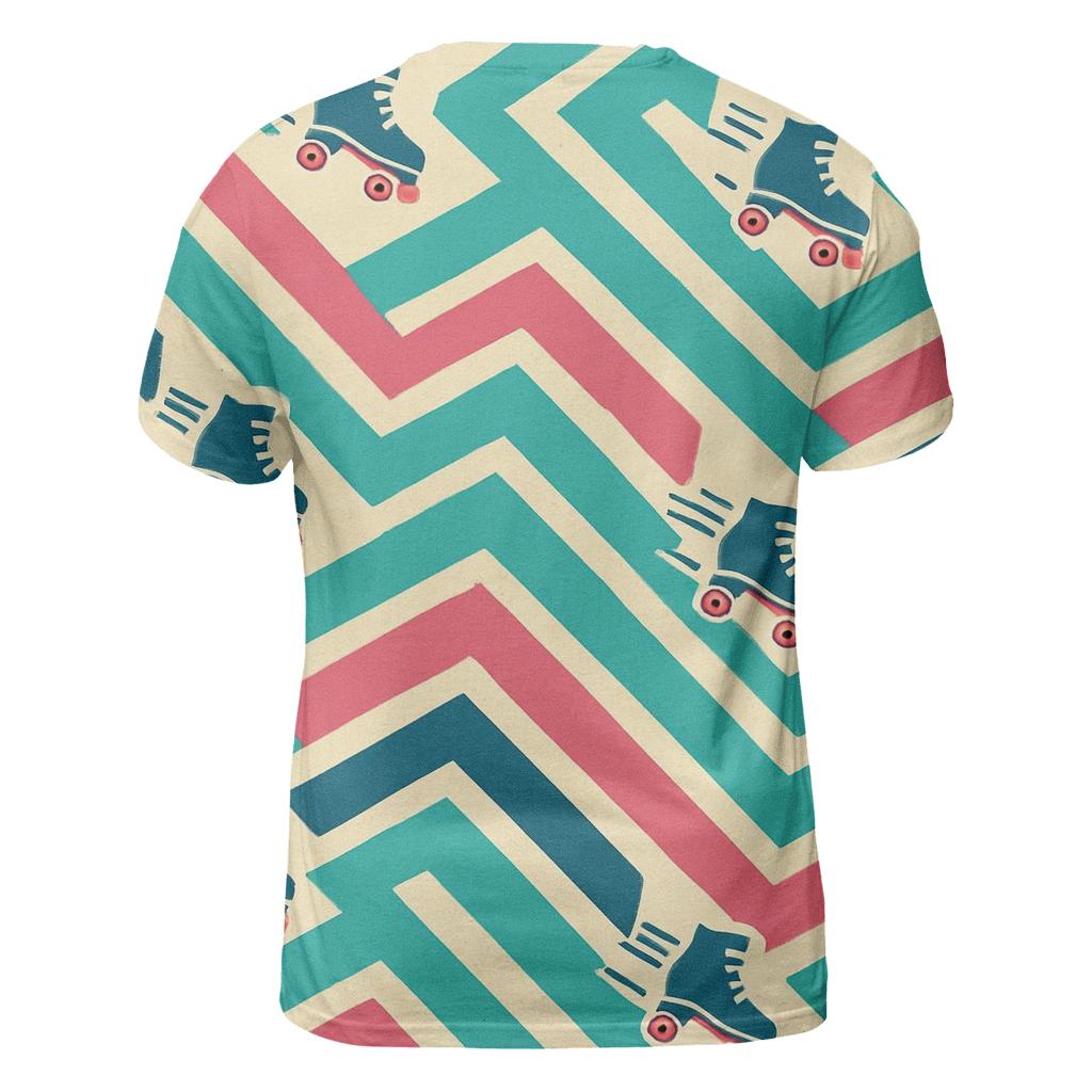 Funky Roller Rink Chevron Lanes vibrant all-over design tees